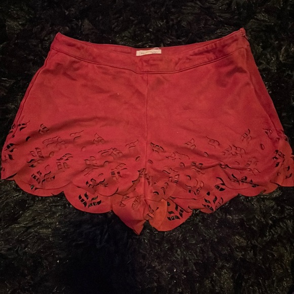 Red/maroon shorts with lace bottom May & July size small - Picture 1 of 3